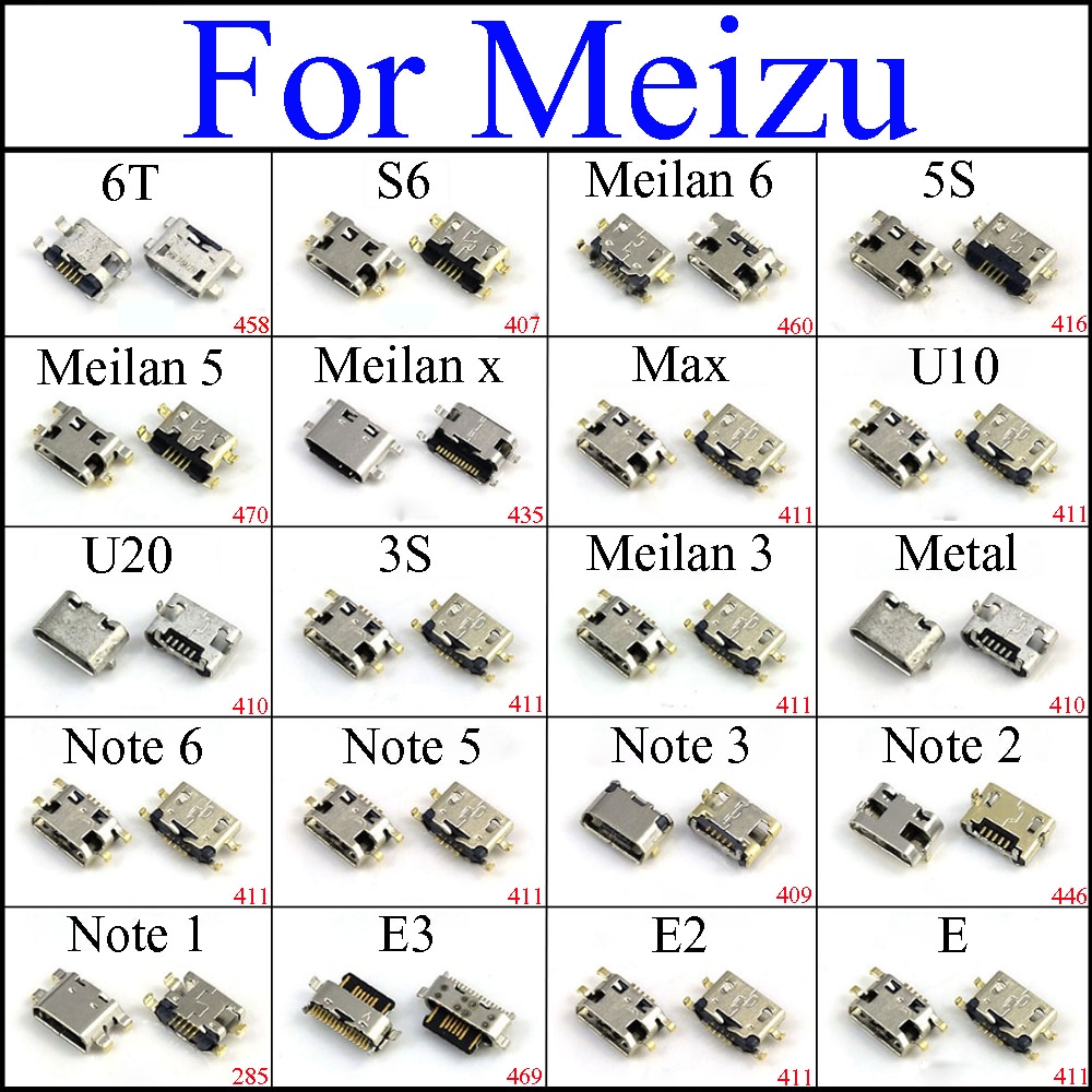 Micro Usb Jack Voor Meizu 6T S6 M1 M2 M3 M3S M5 M5S M6 Note 1 2 U10 U20 E E2 E3 Max X Metalen Poort Opladen Connector Socket Plug
