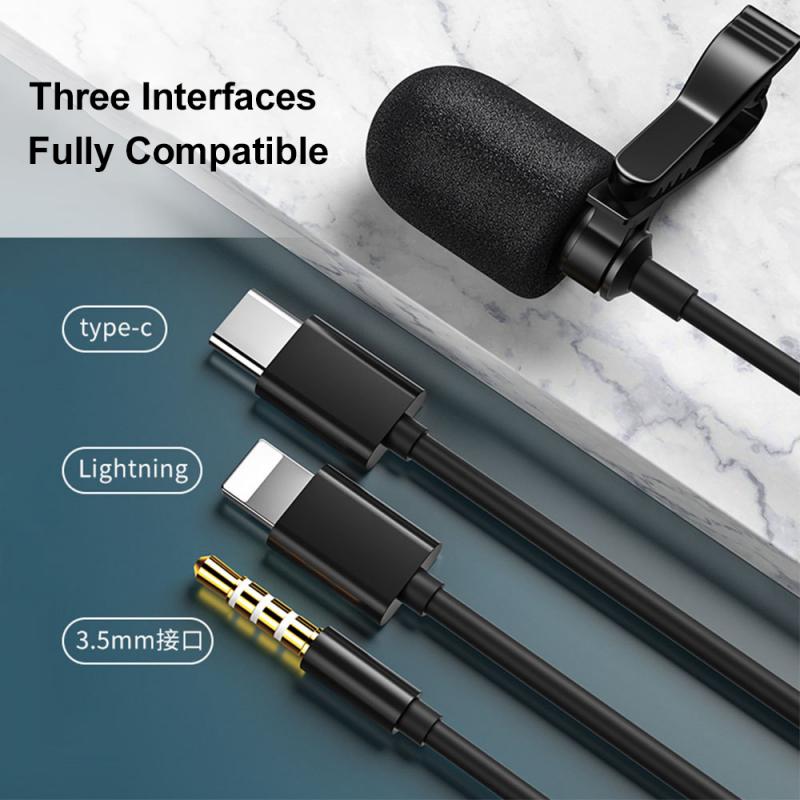 3.5MM Mini Portable Microphone Condenser Clip-on Lapel Lavalier Mic Wired Microfon For Phone For Laptop Professionnel Karaoke