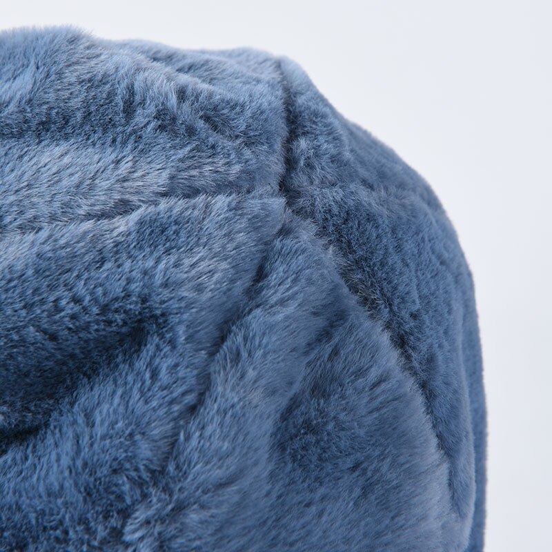 Gorro de esquí cálido para mujer, gorro de esquí cálido para Snowboard al aire libre, gorra de esquí de Color sólido a prueba de viento y piel de conejo de terciopelo, novedad de invierno de