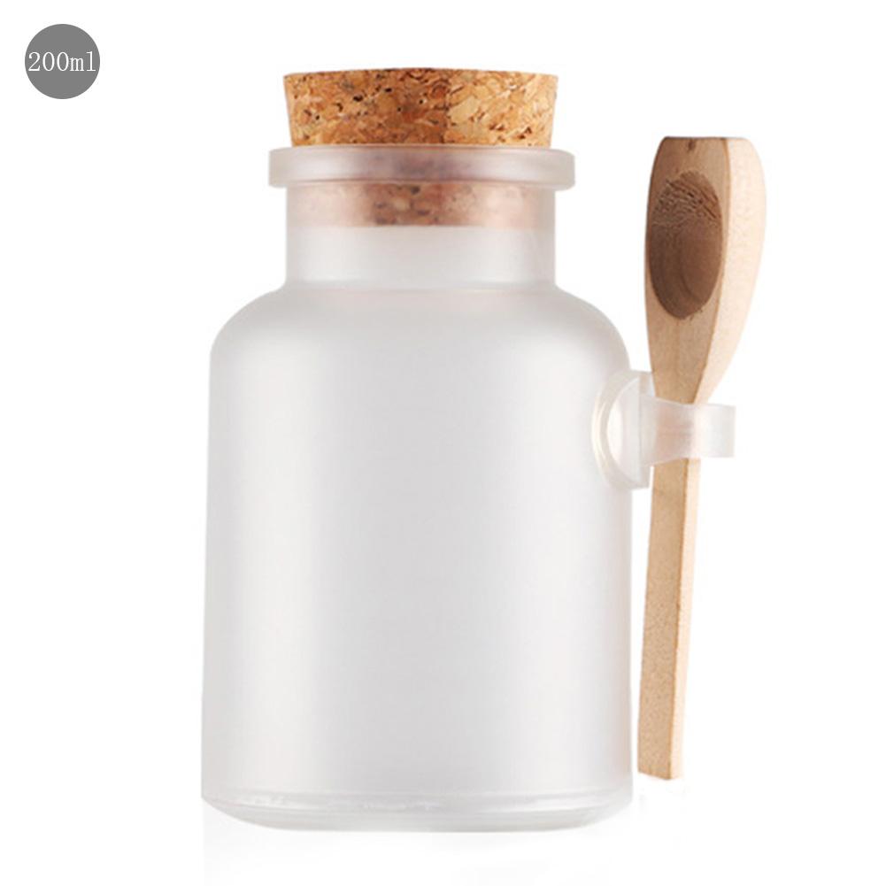 100ml 200ml runde abs badesalt flaske glas maske pulver creme flaske varer opbevaring krukker med træske: 200ml