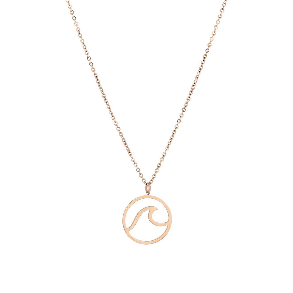 Rvs Wave Ketting Ronde Penadnt Wave Ketting Voor Vrouw/Meisje/Man Strand Accessoires Sieraden: rose gold