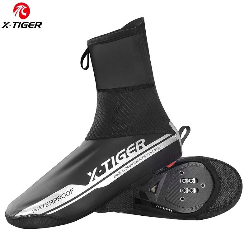 X-tiger reflekterende vandtæt cykelsko overtræk vinter landevej cykel cykel overtrækssko holder varmen fleece mtb cykel sko cover: Farve 1 / L-eur 41-43