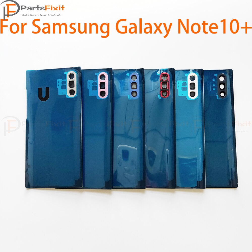Note10 + traseira habitação bateria de vidro com lente da câmera para samsung galaxy note 10 plus habitação traseira com lente da câmera e adesivo