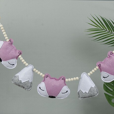 1Pc Baby Speelgoed Nordic Cartoon Vos Baby Rammelaars Kinderen Kamer Opknoping Decor Fotografie Prop Zachte Rammelaar Mobiele Wandelwagen Accessoire: Purple fox 1