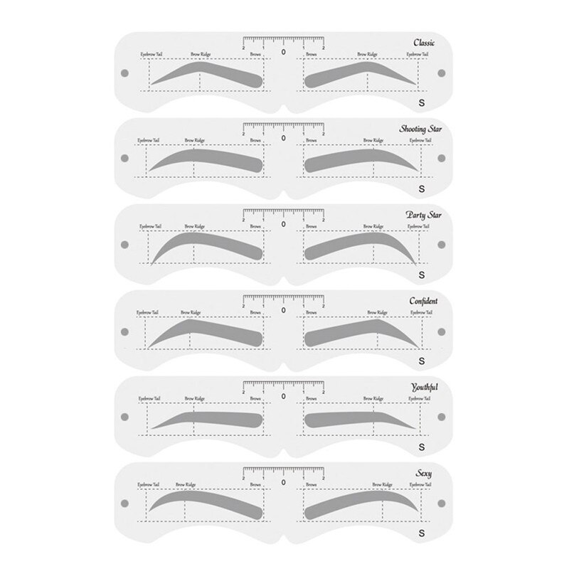 6Pcs/set Eyebrow Stencil Card Template Eyebrow Sticker Tool Draw Perfect Eyebrows Makeup Drawing Guide Tool