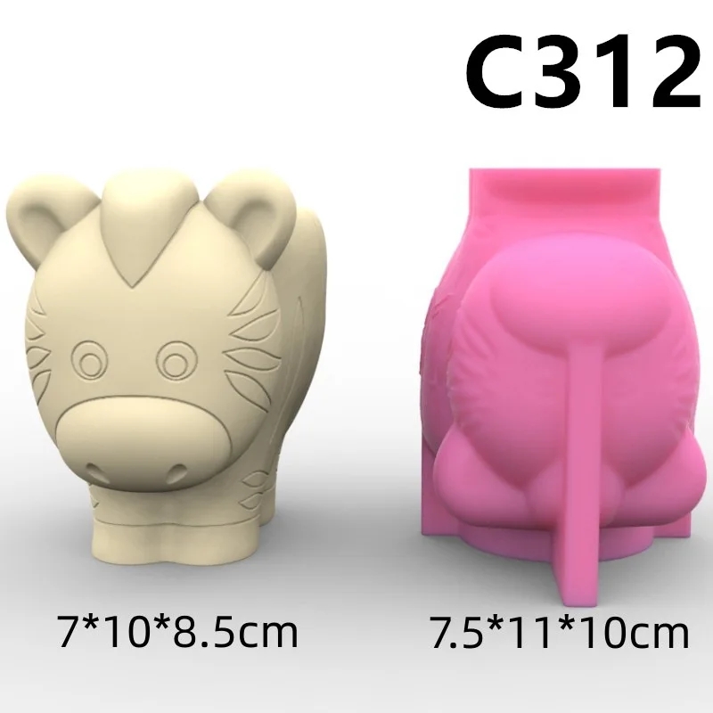 Stampo in silicone Mucca Pecora Riccio Elefante zebra Vaso di fiori Portapenne succulente Fai da te Creazione di resina Vaso di cemento cactus silicone: Di Colore Giallo chiaro