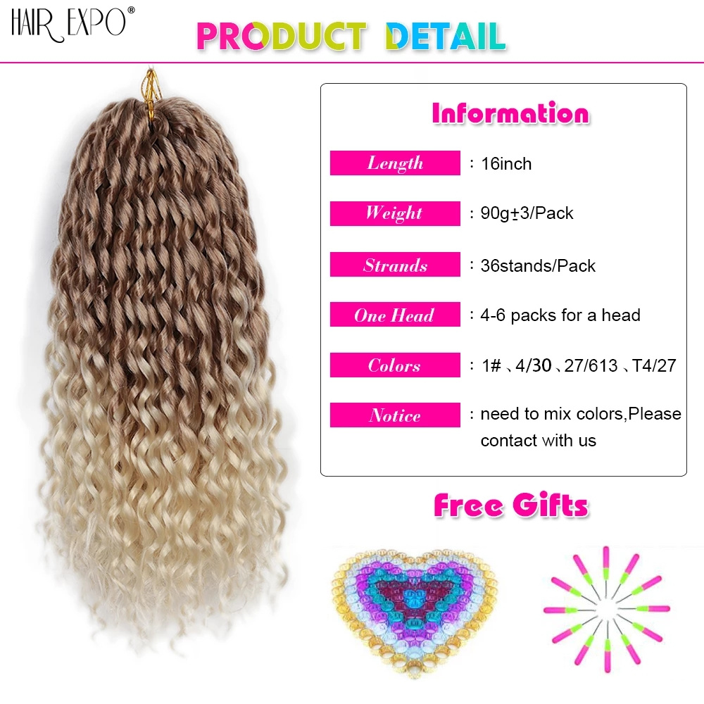 16Inch Synthetic Loose Deep Wave Twist Crochet Hair Extensions Freetress Ombre Braiding Hair Curly Wave For Women Hair Expo City