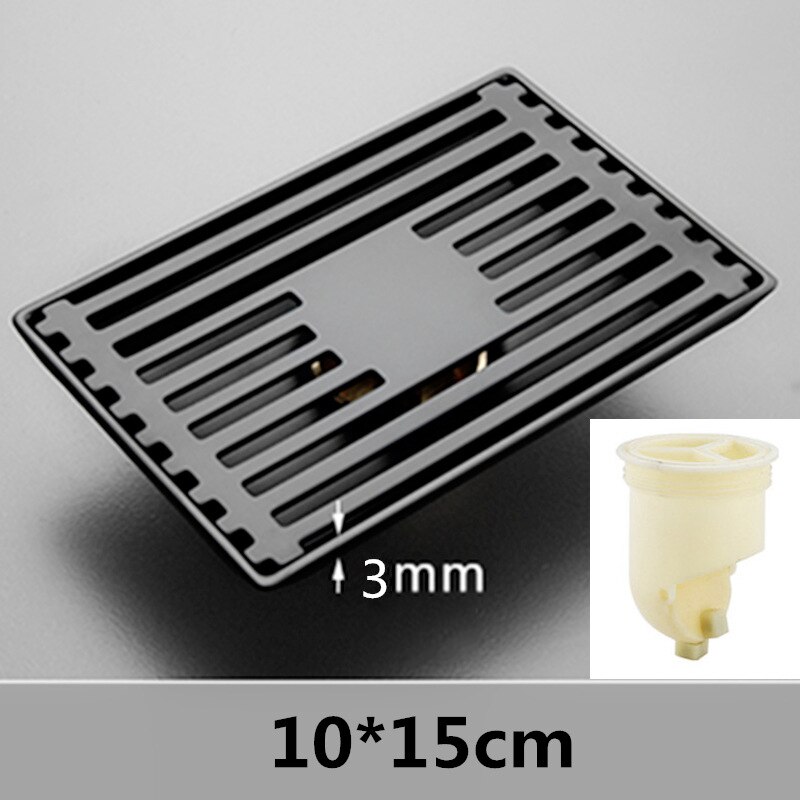 Thickened Stainless Steel Floor Drain Solid Large Displacement Strip Bathroom Hotel Rectangular Floor Drain: Plastic side row A