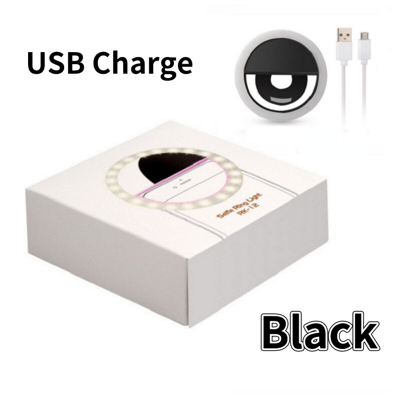 Ricarica USB LED Selfie Light Phone Fill Light Led Camera Clip-on Phone Selfie ring light video light miglioramento della lampada Selfie: Black