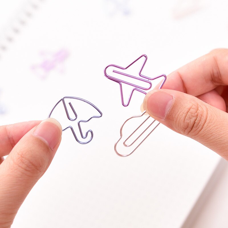 12pcs/lot Cartoon Shape Mini Paper Clips Kawaii Stationery Clear Binder Clips Photos Notes Letter Paper Clip Office Stationery