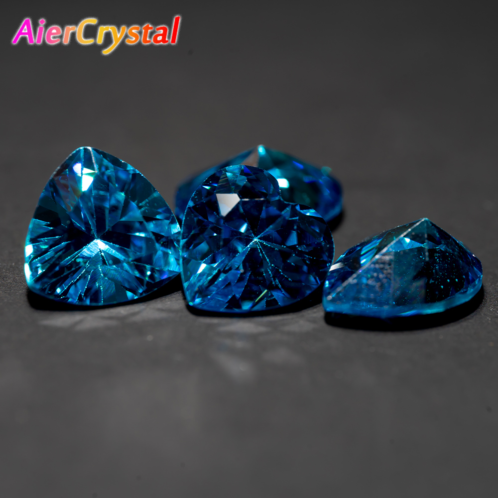 Corindón Ceilán mar azul zafiro gemas forma Circular cojín facetado corte suelto aguamarina piedras preciosas conjunto caja de