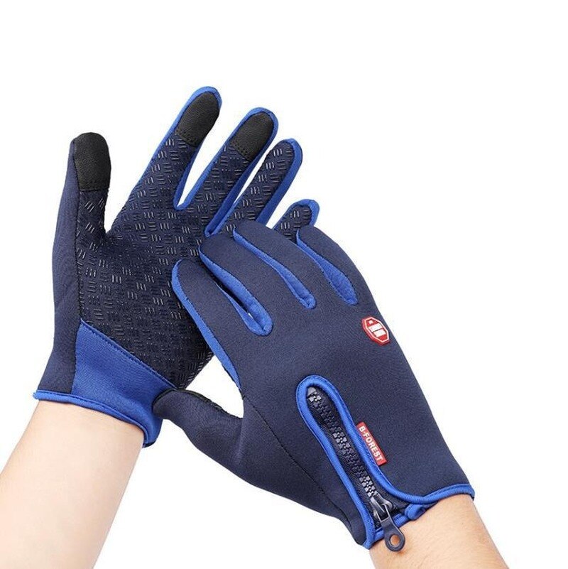 Automne et hiver Sports de plein air hommes et femmes imperméable à l'eau coupe-vent gants chauds équitation écran tactile fermeture éclair Ski doigt complet gant