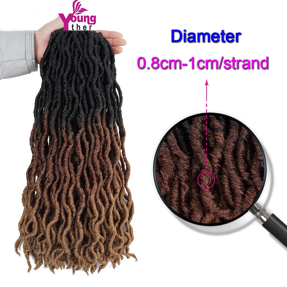 Ombre Curly Faux Locs Crochet Hair Synthetic Kanekalon Dread Locs 20 Inch Senegalese Twist Hair Extensions 24 Strands for Women