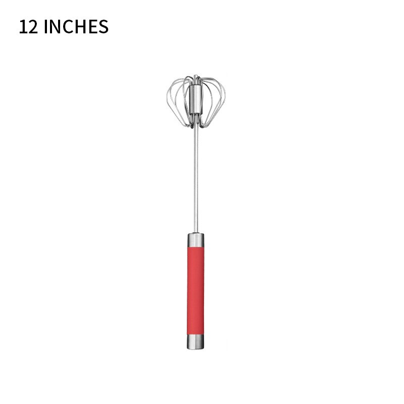 Batidor de huevos de acero inoxidable, mezclador semiautomático de batidor de huevos para batir y batir, utensilio de cocina, prensa Manual, batidor giratorio: 12 inch