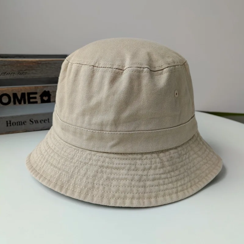 Grote Kop Plus Size Emmer Muts Voor Mannen Puur Katoen Panama Visser Hoed Koreaanse Man Vrouwen 59Cm 60Cm 62Cm 63Cm Zonnehoed: S / Khaki