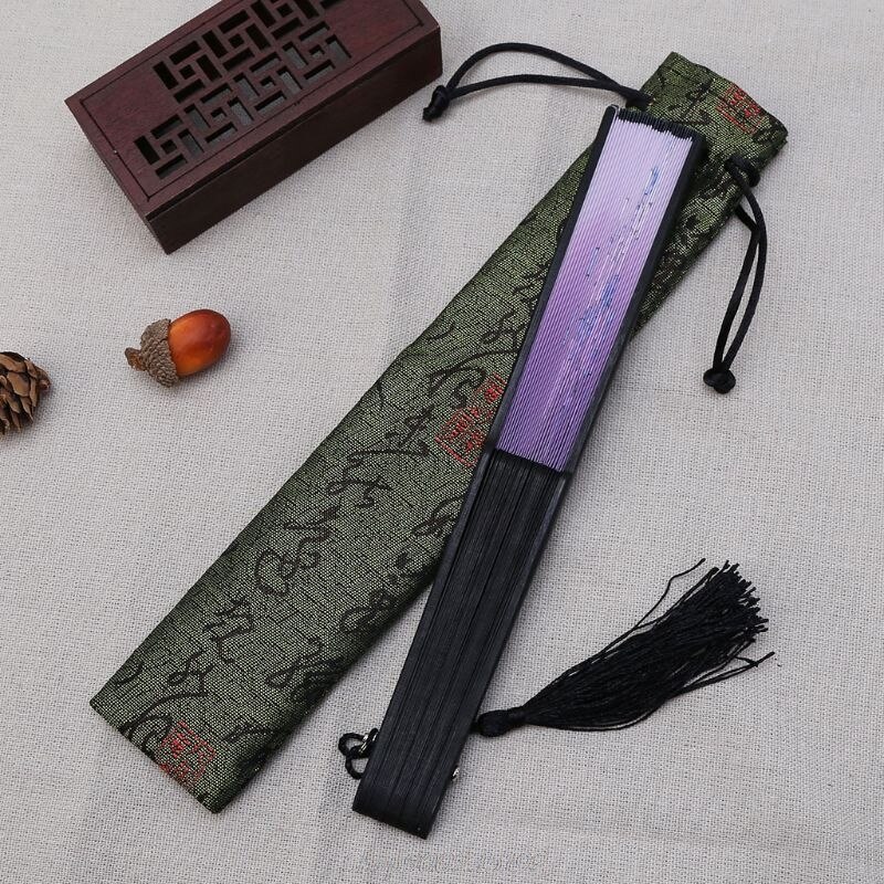 Kinesisk kalligrafi stil dekorativ folde hånd blæser taske støvtæt holder beskyttelses taske cover   jy25 20
