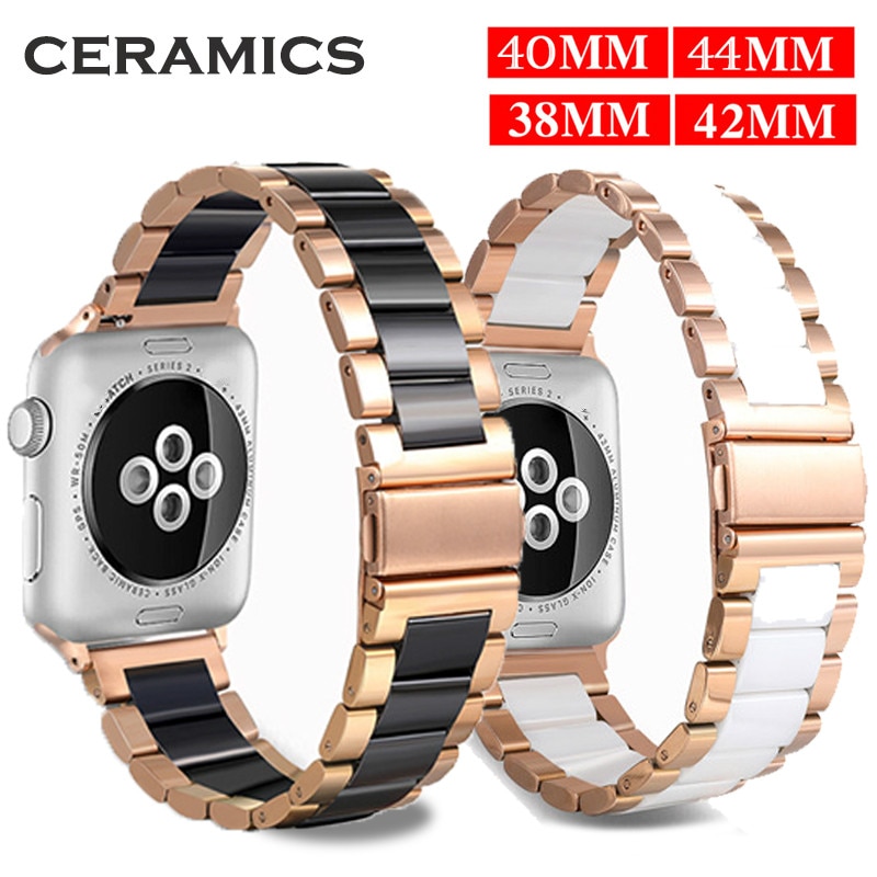 Bracelet en céramique pour Apple Watch, Bracelet en acier inoxydable, luxueux, pour Apple Watch, 5 4, 38mm, 42mm, 40mm, 44mm, iWatch, 5 4 3 2 1