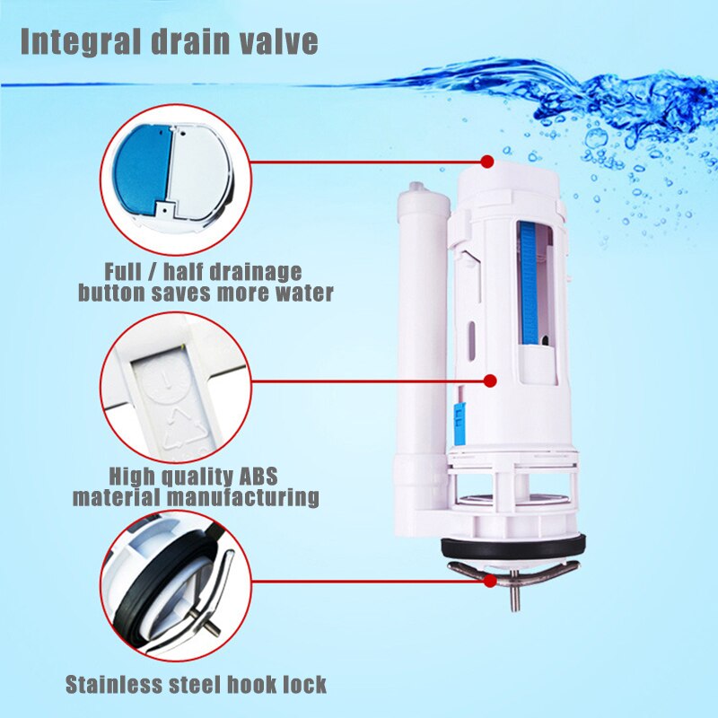 Water Tank Connected 2 Flush Fill Toilet Cistern Inlet Drain Button Repair Parts Water Outlet D6