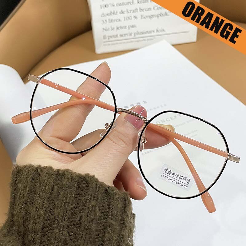 Transparent Computer Glasses Frame Women Men Anti Blue Light square Eyewear Blocking Glasses Optical Spectacle Clear Eyeglass: orange