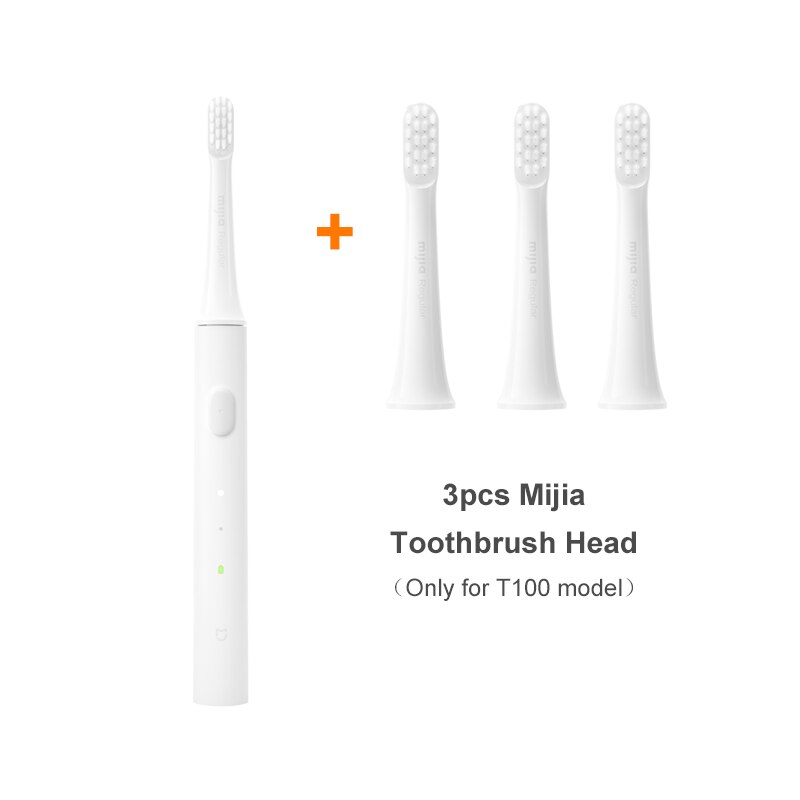 Original Xiaomi Mijia T100 Sonic Electric Toothbrush Adult Ultrasonic Automatic Toothbrush USB Rechargeable IPX7 Waterproof: white add 3 head