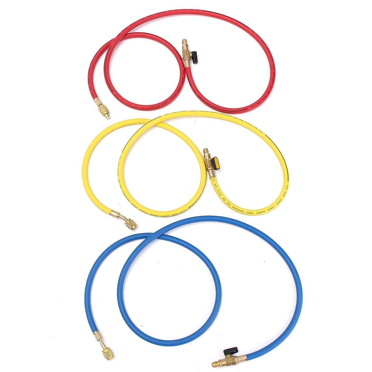 Car AC Refrigerant R134a Charging Hose HVAC 600PSI 60" 1/4" SAE W/Shut Valve Car Air Condition Charging Hose for R12 R410a R134a