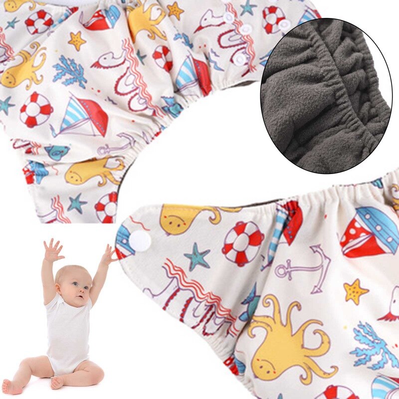 Leuke Cartoon Pttern Luier Voor Baby Kids Bamboe Houtskool Ultradunne Pasgeboren Baby Luiers Nb Aio Doek Luier Fit Voor 0-3Kg