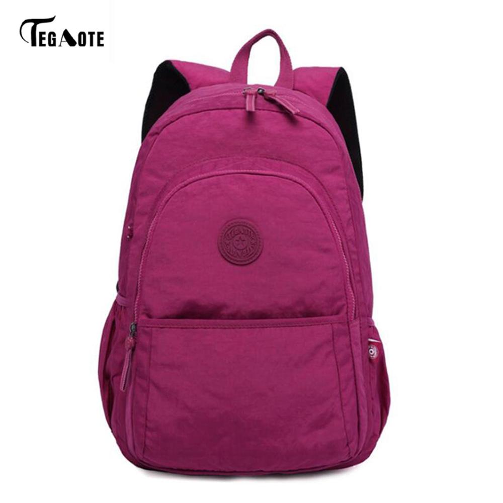 TEGAOTE Large Capacity Backpack Women Preppy School Bags For Teenagers Men Nylon Travel Bags Girls Laptop Backpack Mochila: Purple red