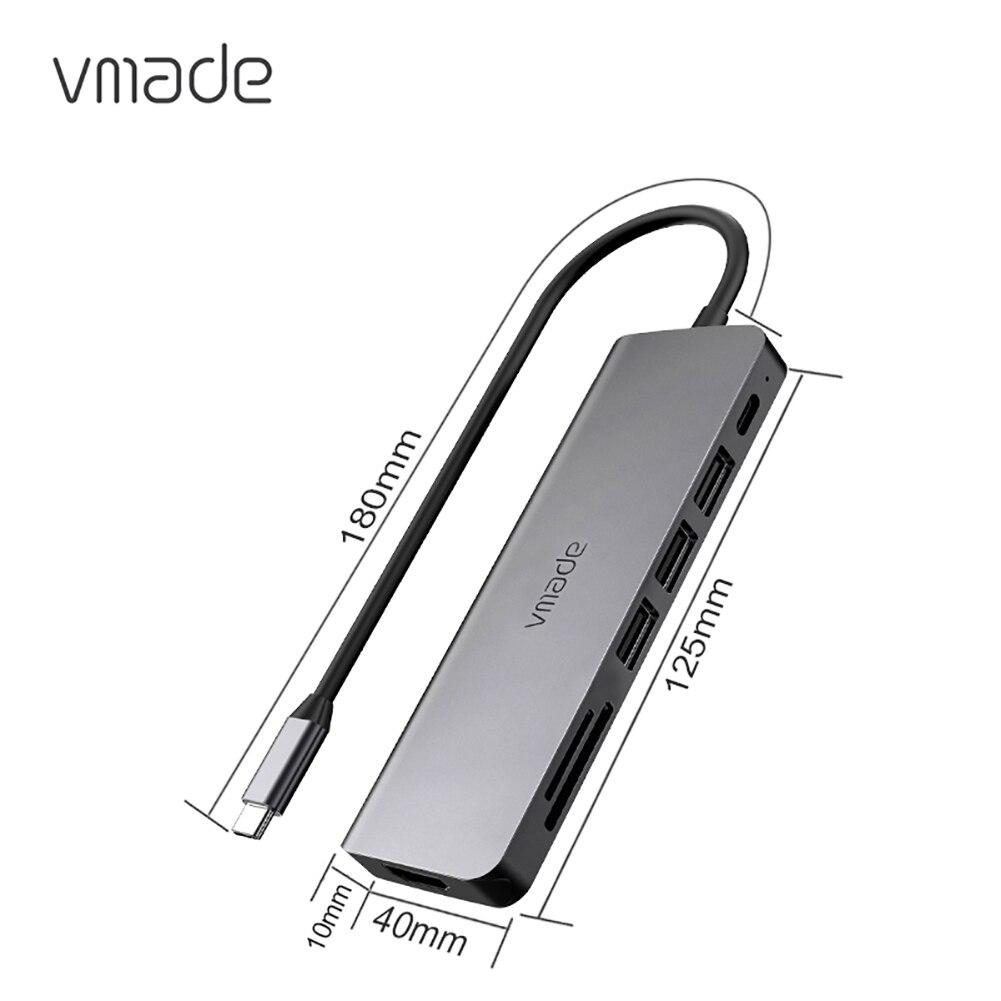 Vmade-concentrador de red USB tipo C CB013A a Multi USB 3,0 HDMI, adaptador Dock para MacBook Pro, Huawei Mate 30 USB-C 3,1, Puerto divisor tipo C