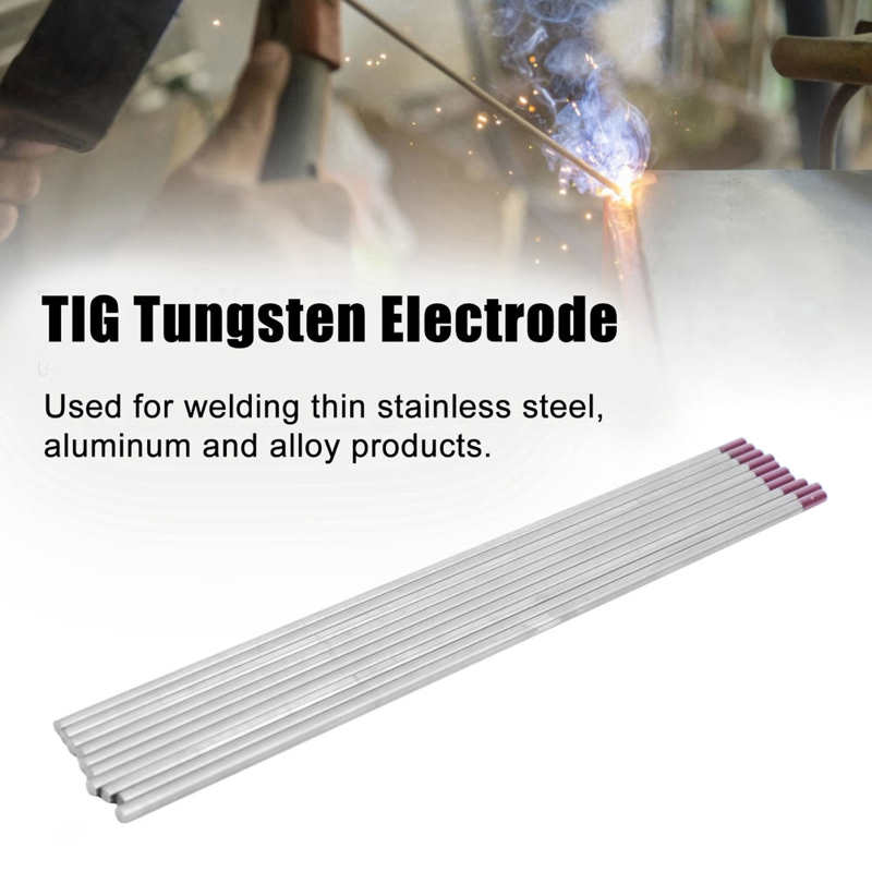 10pcs WES TIG Tungsten Electrode Purple Tip Welding Rods Consumable 0.12 x 6.9in