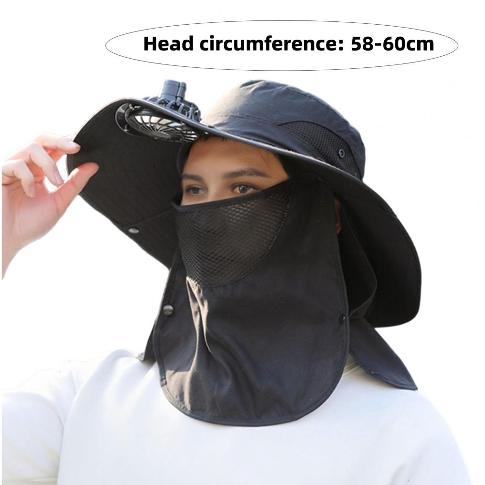 Kapelusz z wentylatorem słonecznym z osłoną twarzy i klapką na szyję UPF 50+ Kapelusz z wentylatorem słonecznym USB Męnarty letni kapelusz wędkarski na zewnątrz