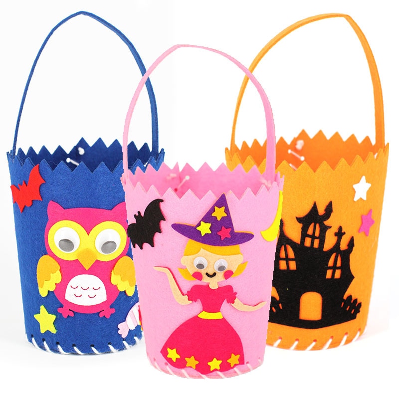 Halloween gør-det-selv goodiebag børn bære græskarposer børnehave legetøj gør det selv håndlavet materiale pakke slik kurv rekvisitter