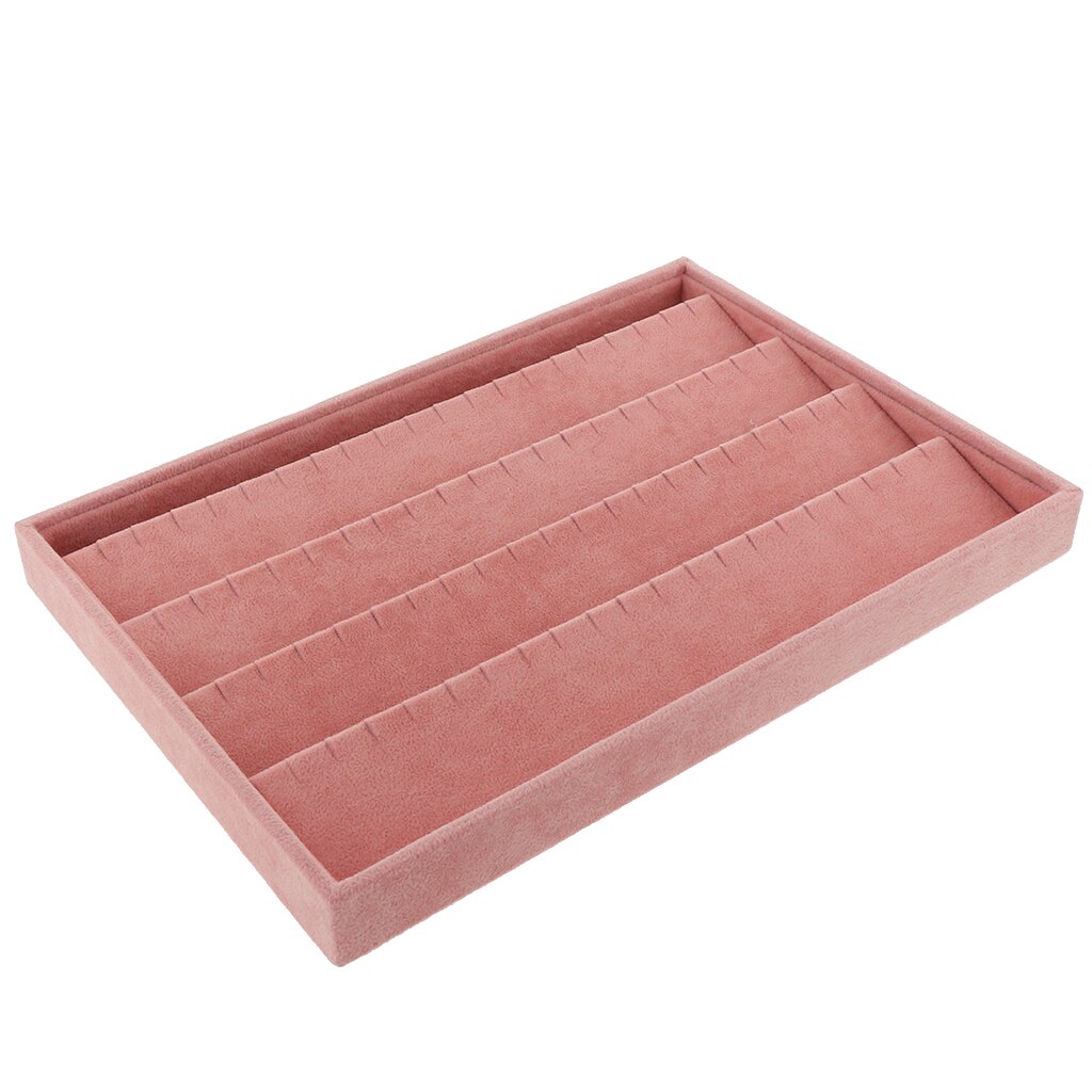 Fløjl smykker ring display organisator sag bakke holder halskæde øreringe bangle smykker opbevaring smykkeskrin stå lyserød: 8 35 x 24 x 3cm