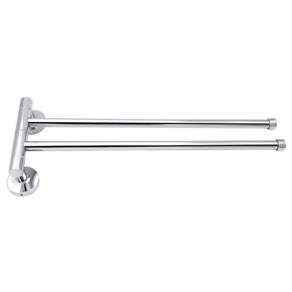 Baderomshåndklestativ roterende håndkleholder veggmontert håndkle i rustfritt stål svingbart stativ 2/3/4 bars baderomshåndklehylle: To barer