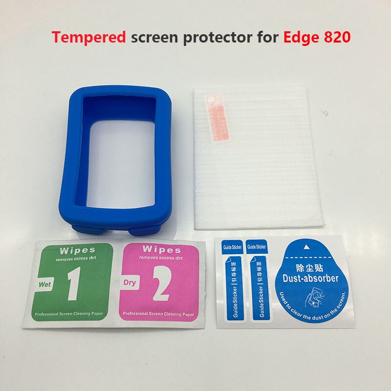 Gel Edge 820 – boîtier de protection en caoutchouc pour vélo, GPS, ordinateur, avec Film de protection d&#39;écran, pour Garmin Edge 820: Blue Tempered