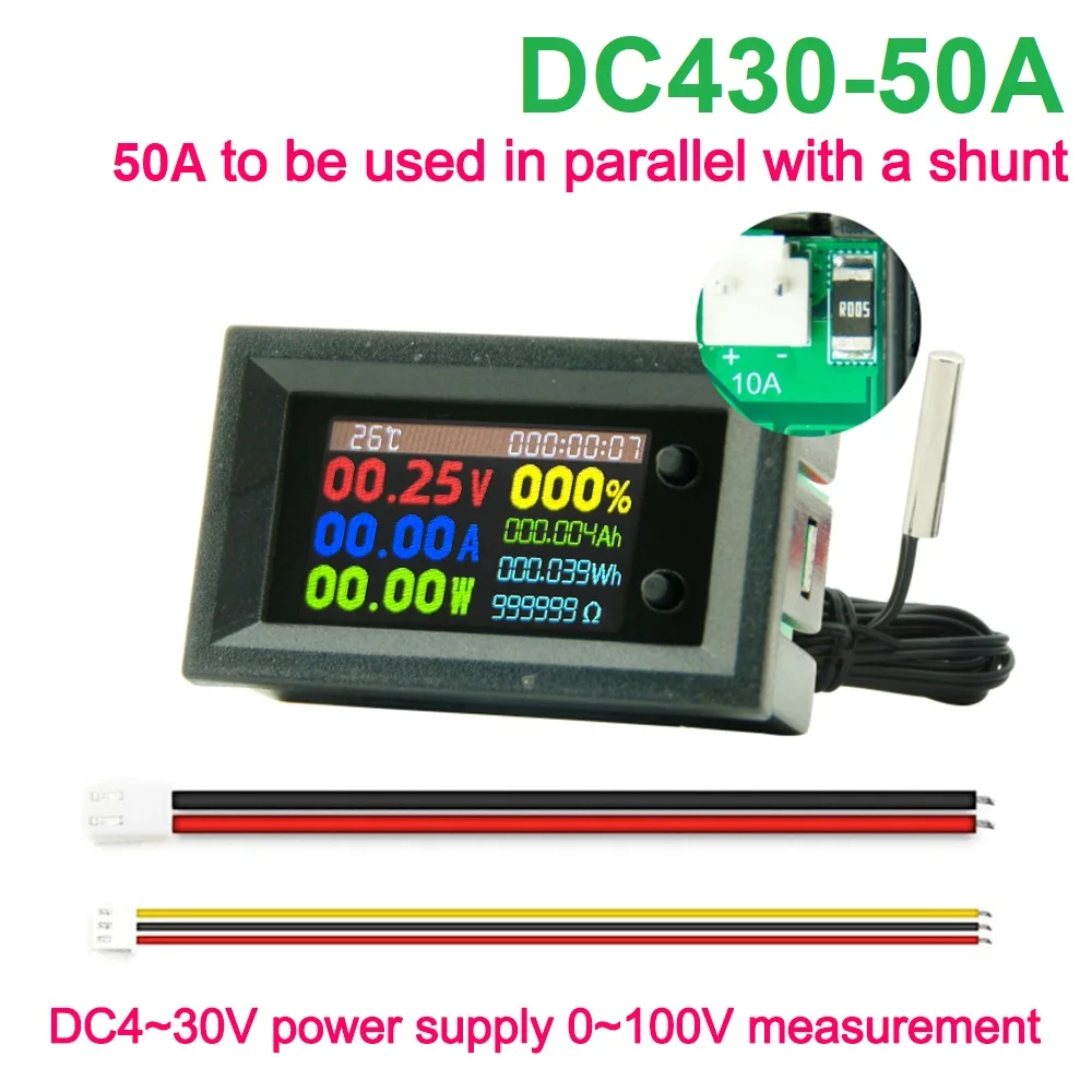 DC 0-200V 20A Voltmeter Ammeter KWS Power Energy Meter LED Digital DC Wattmeter Meter 9-in-1 Multi-function Measuring Instrument: Brown