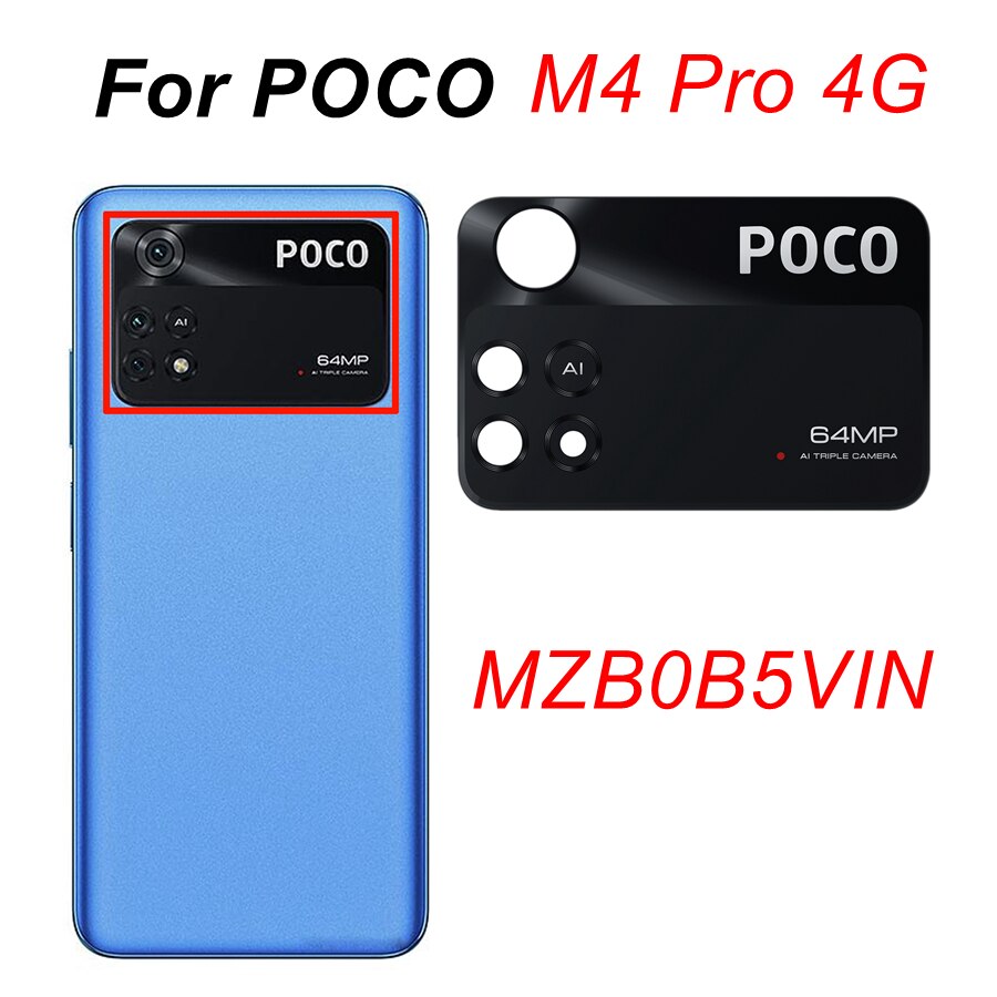 Back Rear Camera Glass For Xiaomi POCO M4 Pro M3 F1 F2 F3 X3 NFC F4 GT X4 Pro 5G Main Camera Lens Cover Replacement+Adhesive: Poco M4 Pro 4G