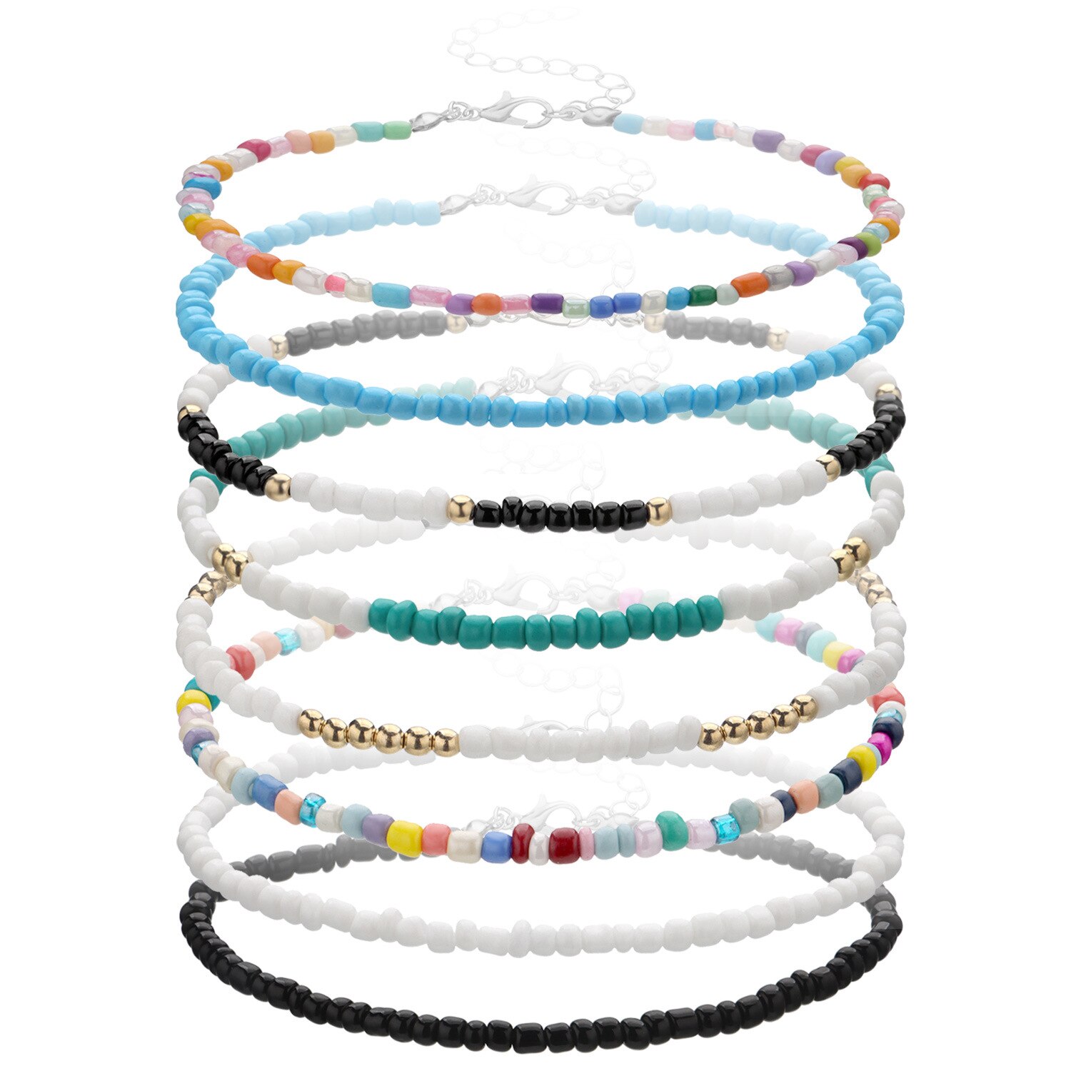 Tobillera Bohemia con cuentas de arroz para mujer, pulsera de tobillo hecha a mano, cadena de cuentas en el pie, joyería de verano