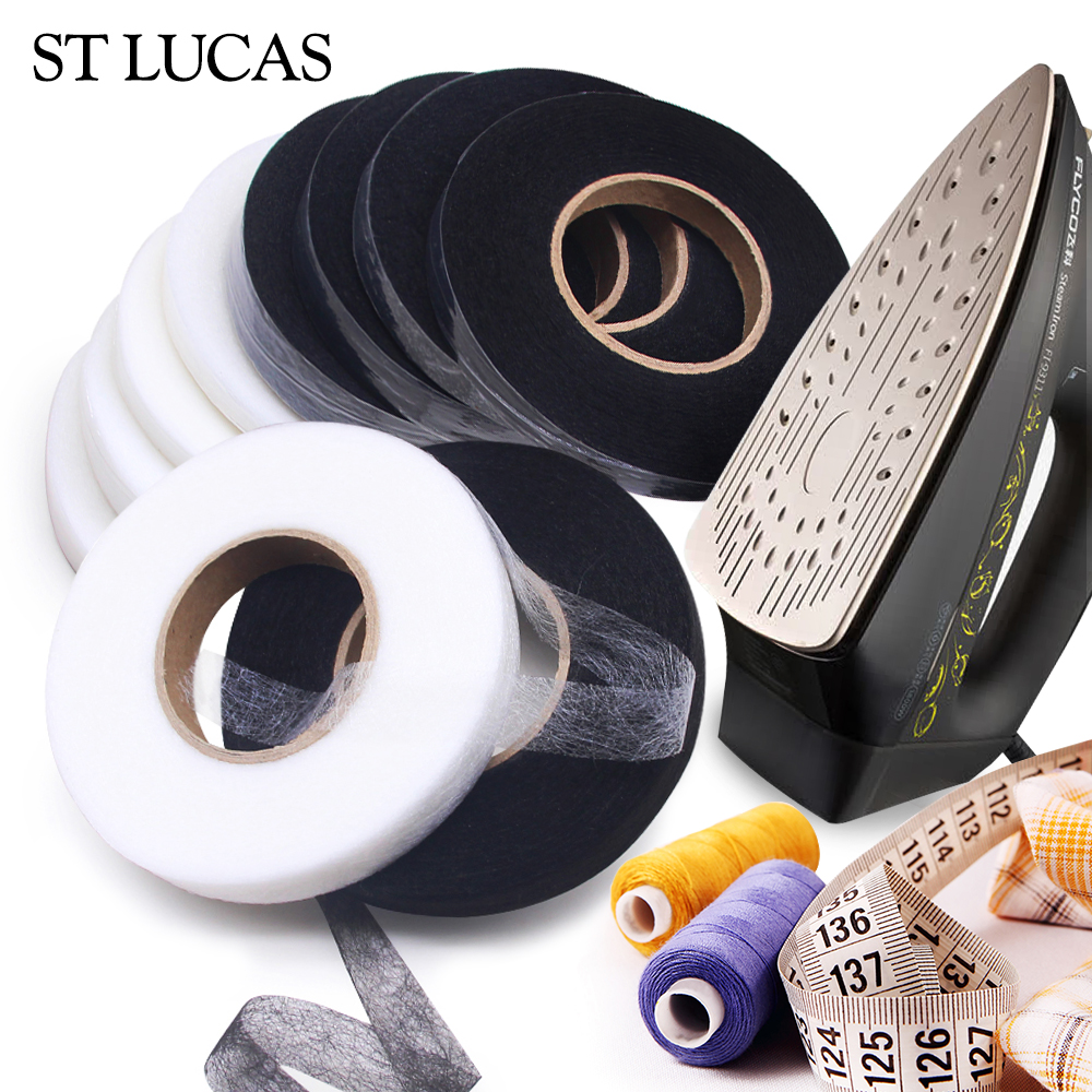 70yds/roll White/Black Double Faced Adhesive Fabric Tape Patchwork Interlinings Iron On Melt Omentum DIY Cloth Garment Accessory