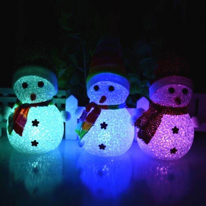 Beautiful Colorful Glow Christmas Snowman LED Lights Pretty Lovely Lamp Christmas Tree Ornaments