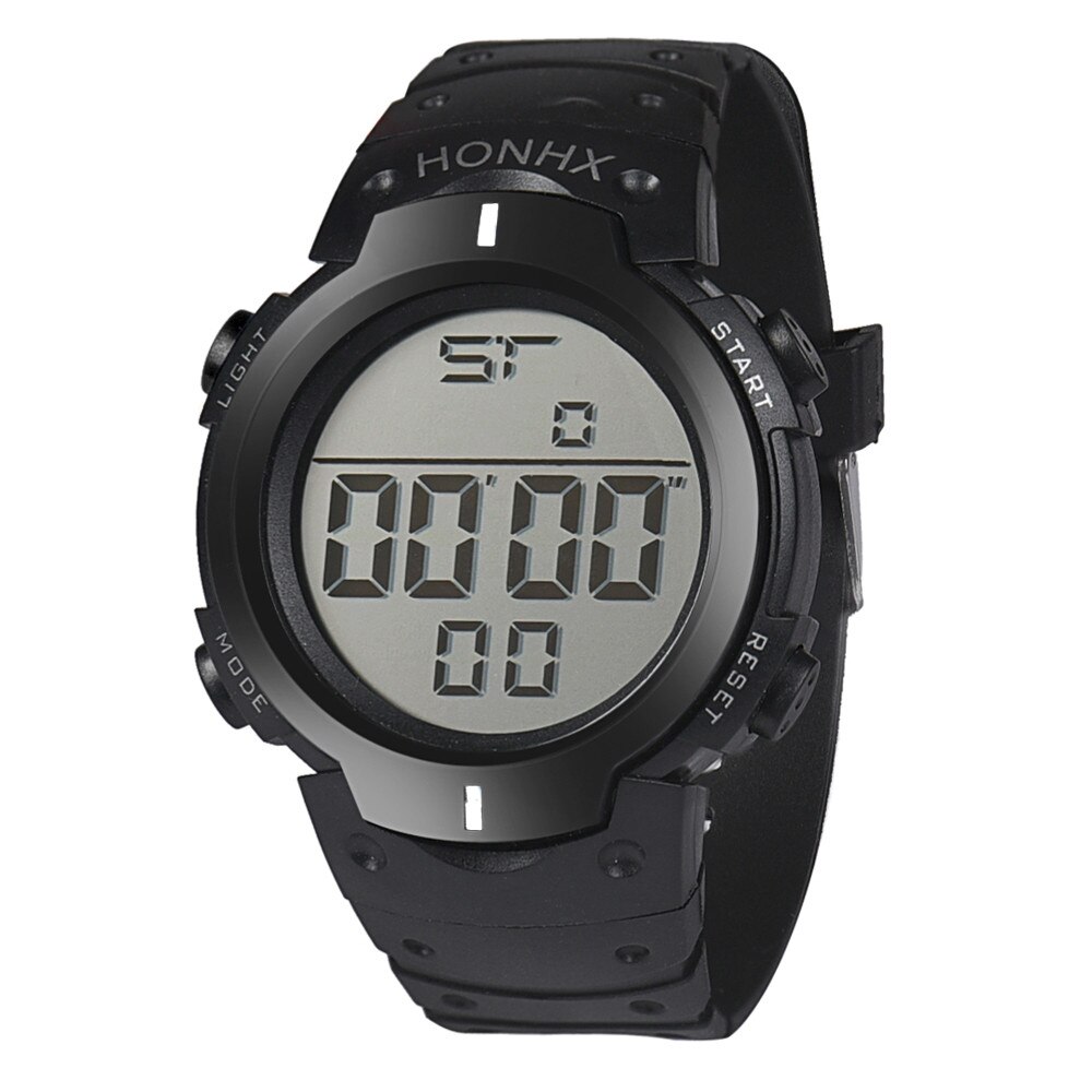 Wasserdicht männer Junge Lcd Digital Stoppuhr Datum Gummi Sport Armbanduhr lässig Uhr Neue Reloj de moda # GM: Weiß