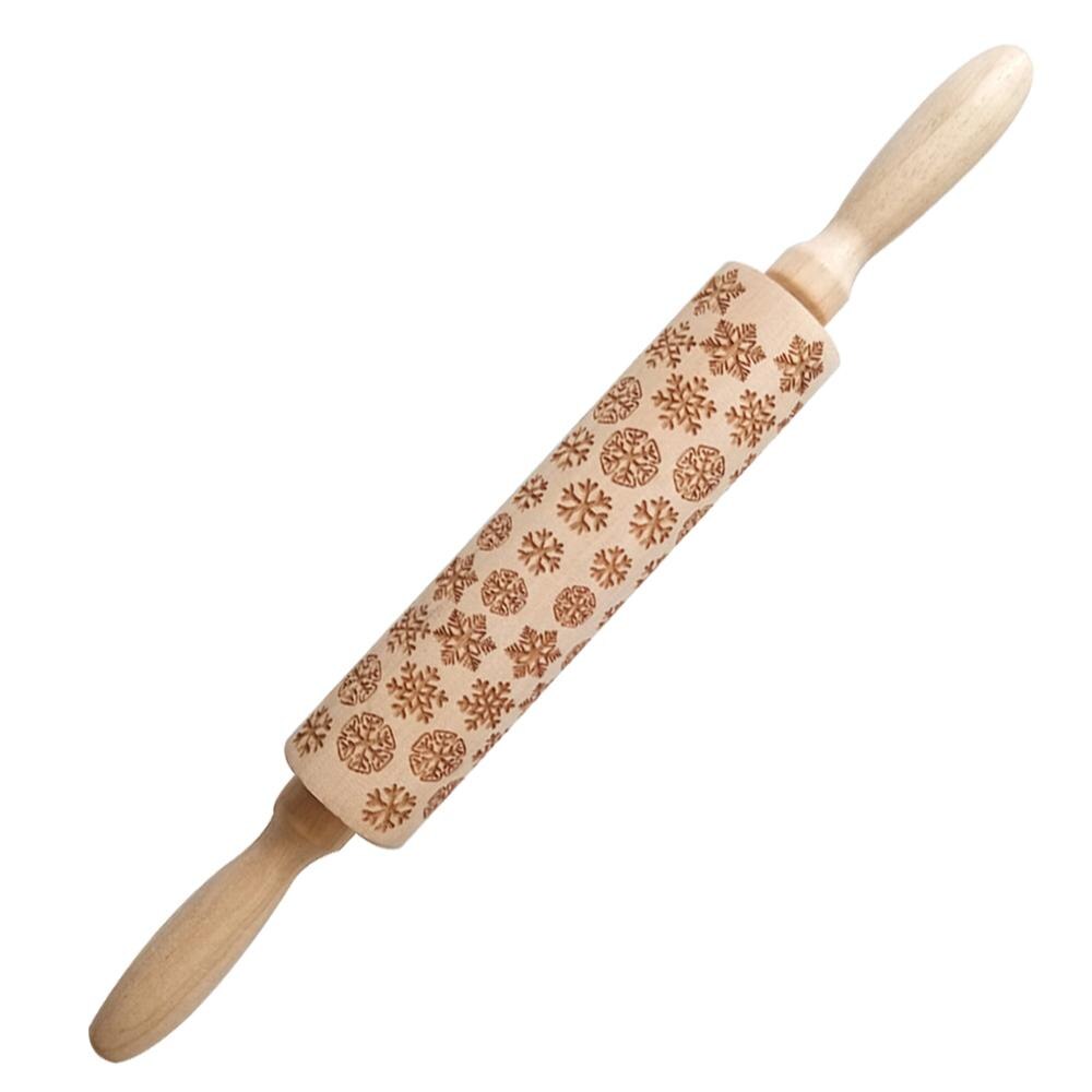 Kerst Sneeuwvlok Elanden Houten Deegroller Bakken Cookies Fondant Deeg Gegraveerde Roller DIY Tool Kerst Embossing Rolling Pin: 09