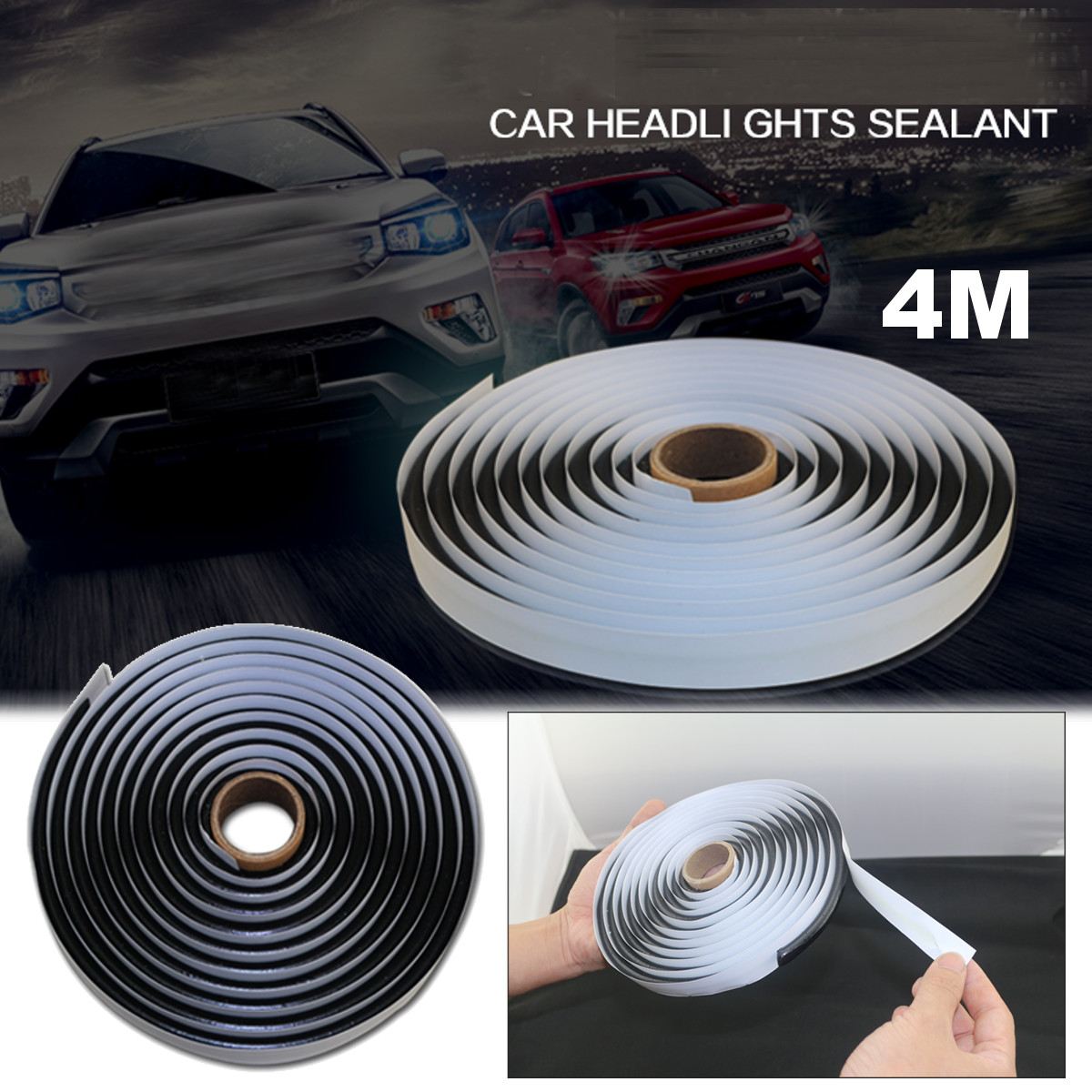 4M Black Butyl Rubber Glue Sealant Car Truck Headlight LED Retrofit Reseal Strip