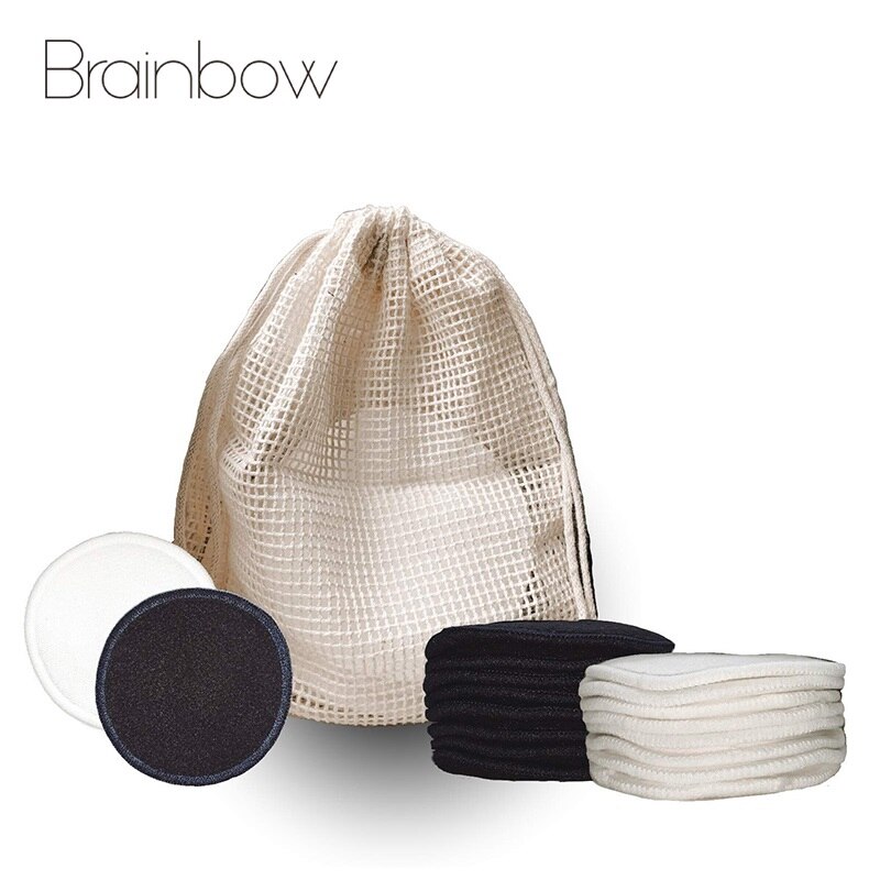 Brainbow 12 Stks/zak Makeup Remover Pads Herbruikbare Bamboevezel Wasbare Rondes Pads Diepe Gezichtsreiniging En Poriën Wattenschijfje