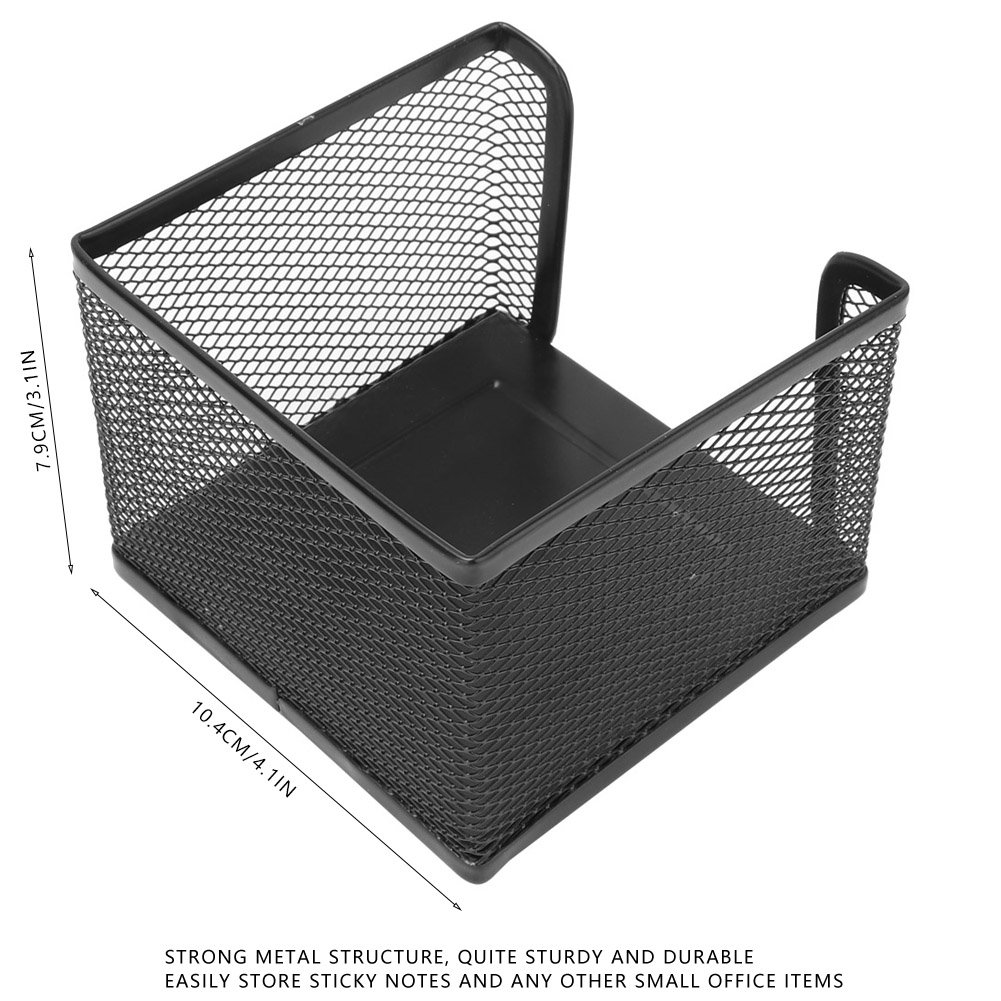 1pc Black Metal Mesh Box Home Office Pen Pencils Business Sticky Note Desk Shelf Card Holder Case Stand Desktop Organizer