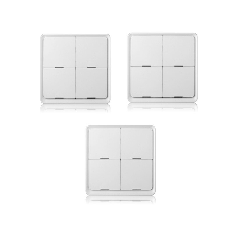 Tuya Smart ZigBee Wireless Switch Sticker 4-way Panel Scene Button Controller Wall Light Switch Work With Smart Life APP: 3pcs