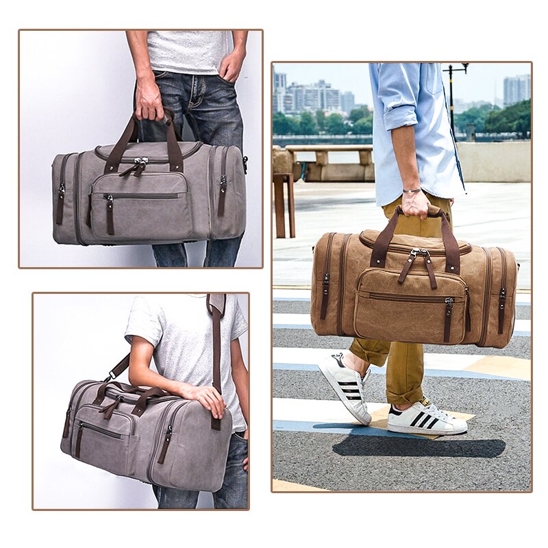 Mode Zachte Canvas Mannen Reistassen Handbagage Tassen Mannen Plunjezak Reizen Tote Weekend Bag Hoge Capaciteit