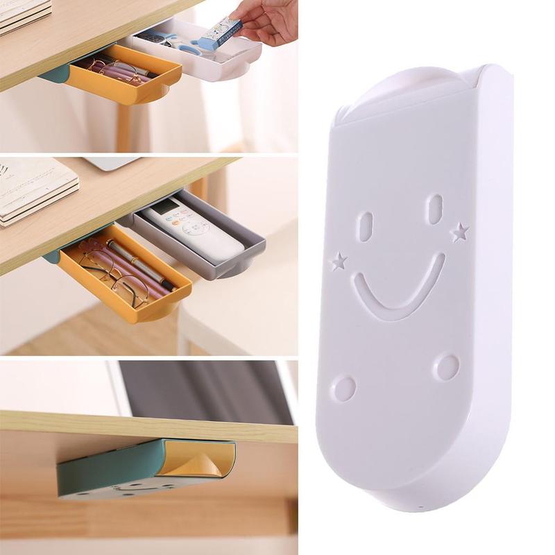 1PC Drawer Storage Box Paste Style Office Stationery Kitchen Makeup Organizer Desk Storage Drawer Under Self-adhesive F6Q9