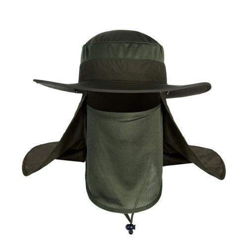 Outdoor Travel Fishing Fisherman Neck Face UV Sun Protection Flap Cap Hat Fisherman Hat Adjustable and Removable Fishing Caps: Army Green