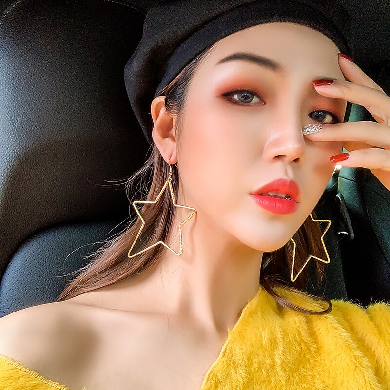 Übertreibung sterne Gold groß Band baumeln ohrringe geometrie erkläSprosse koreanischen stil tropfen ohrringe für frauen Juwel