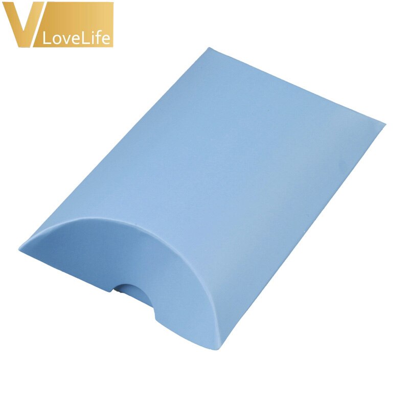 Cajas grandes de dulces de boda con forma de almohada, , para eventos de boda, recuerdo, Caja de de Papel Kraft, 100 unids/lote: light blue